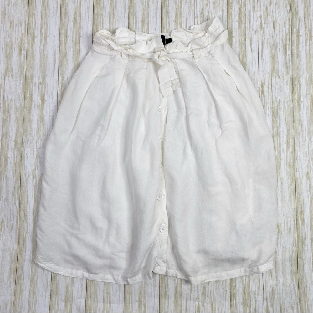 Volcom White Linen Blend Pleated Skirt